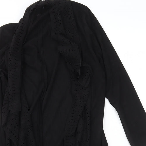 Klass Womens Black Scoop Neck Geometric Polyester Wrap Jumper Size S