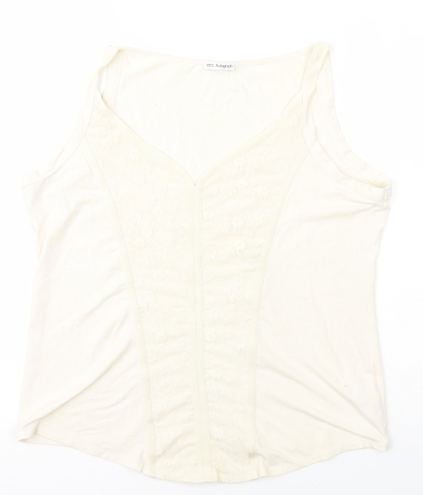 Marks and Spencer Womens Ivory Floral Viscose Basic T-Shirt Size 20 Sweetheart