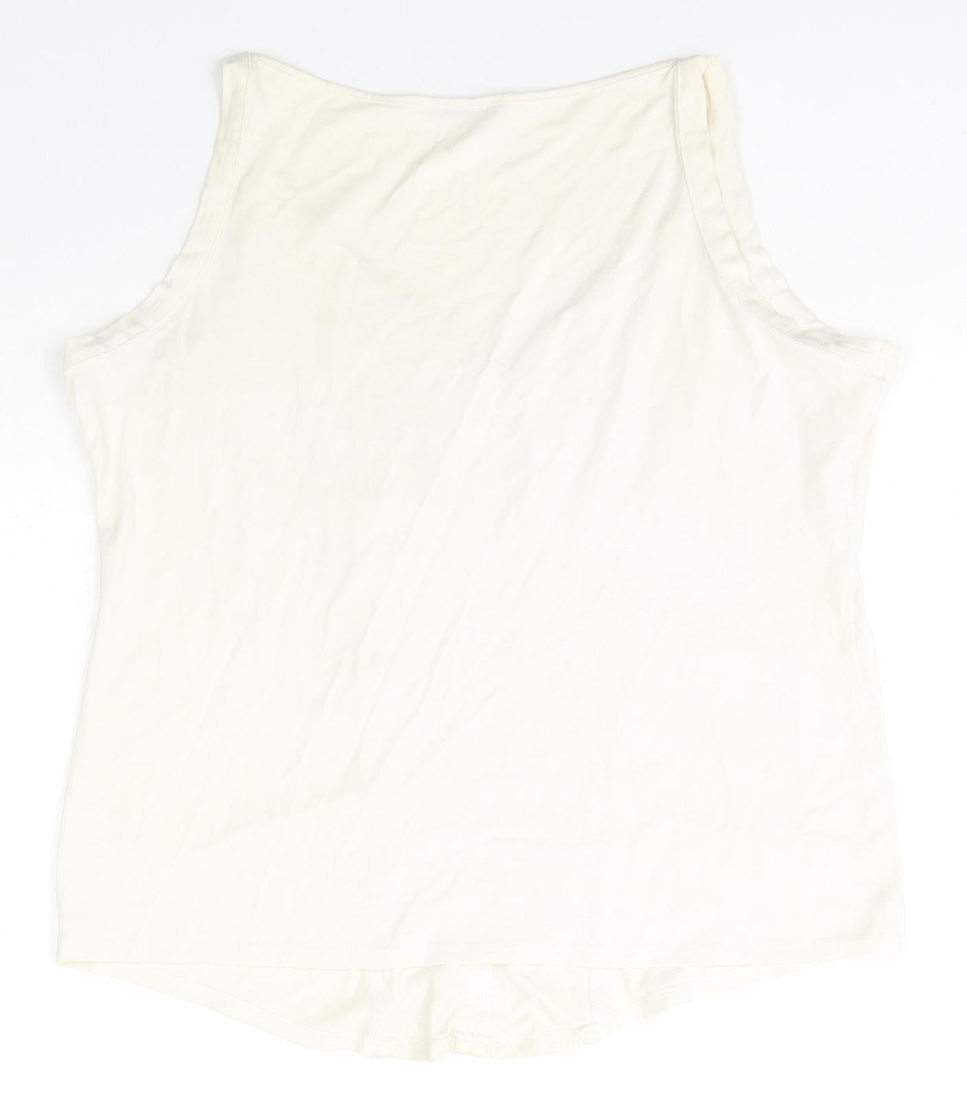 Marks and Spencer Womens Ivory Floral Viscose Basic T-Shirt Size 20 Sweetheart