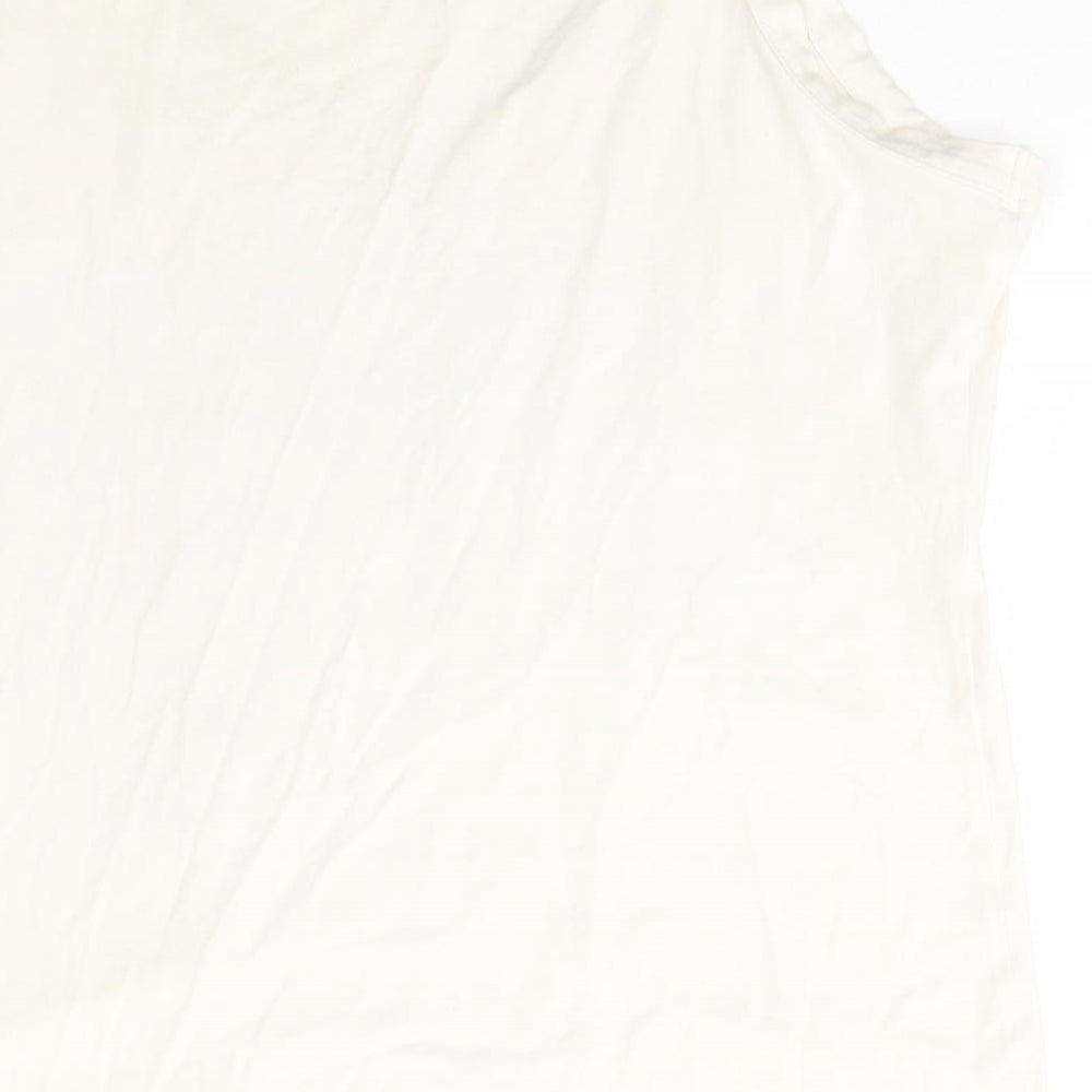 Marks and Spencer Womens Ivory Floral Viscose Basic T-Shirt Size 20 Sweetheart