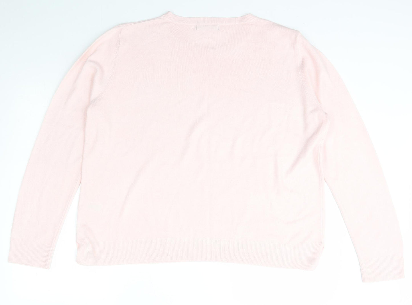 Marks and Spencer Womens Pink Scoop Neck  Acrylic Pullover Jumper Size 24