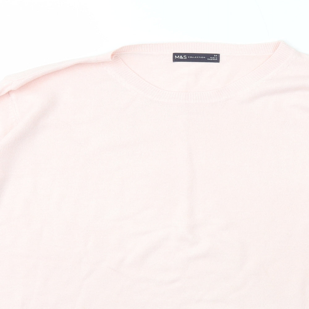 Marks and Spencer Womens Pink Scoop Neck  Acrylic Pullover Jumper Size 24