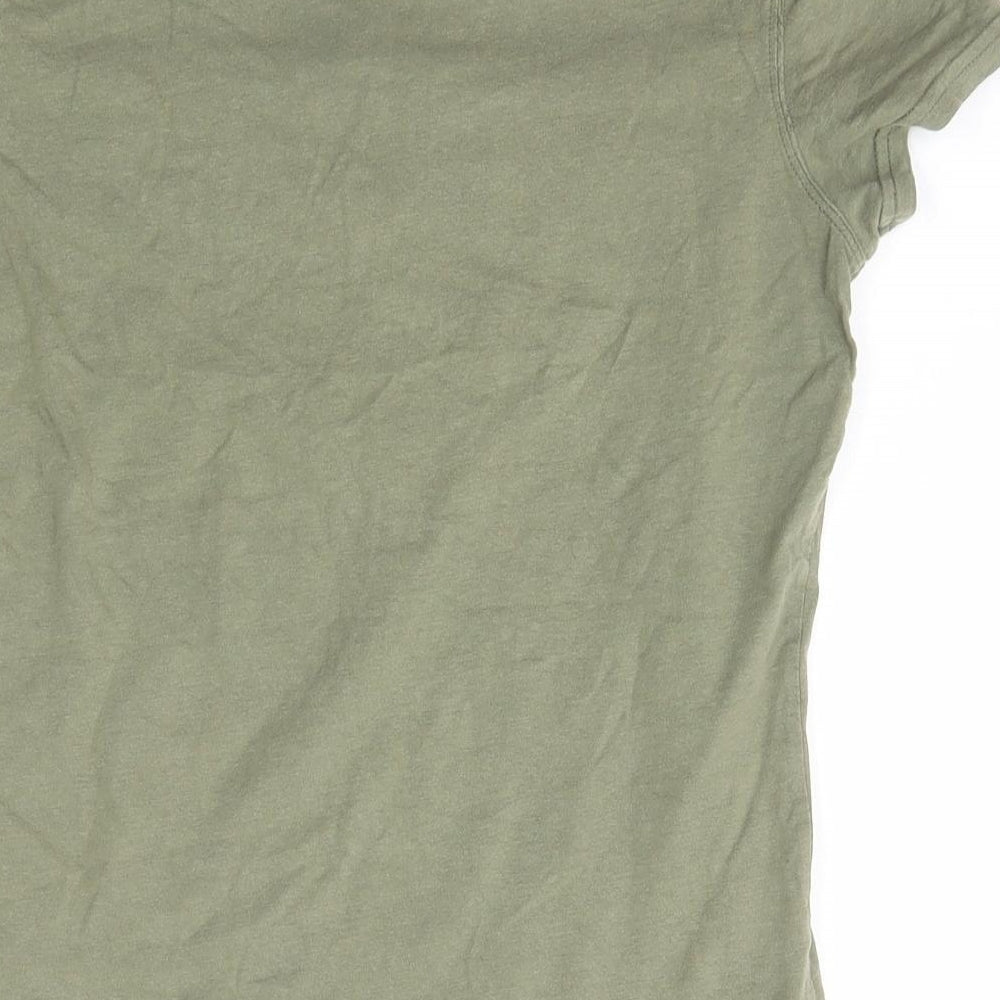Roots Womens Green  Cotton Basic T-Shirt Size M Scoop Neck