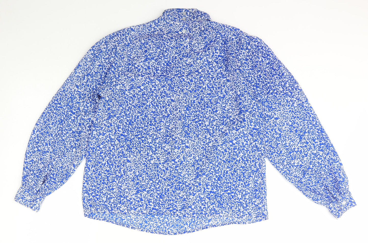 Littlewoods Womens Blue Animal Print Polyester Basic Blouse Size 14 Roll Neck