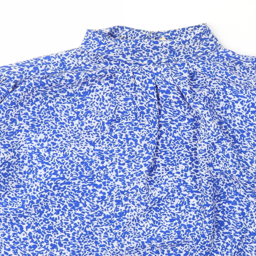 Littlewoods Womens Blue Animal Print Polyester Basic Blouse Size 14 Roll Neck