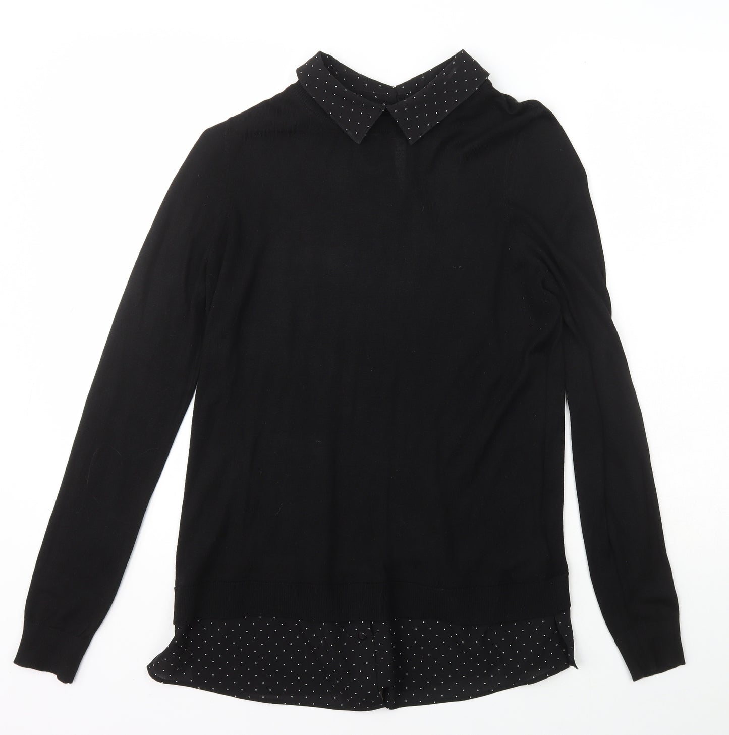 NEXT Womens Black Collared  Viscose Pullover Jumper Size 12