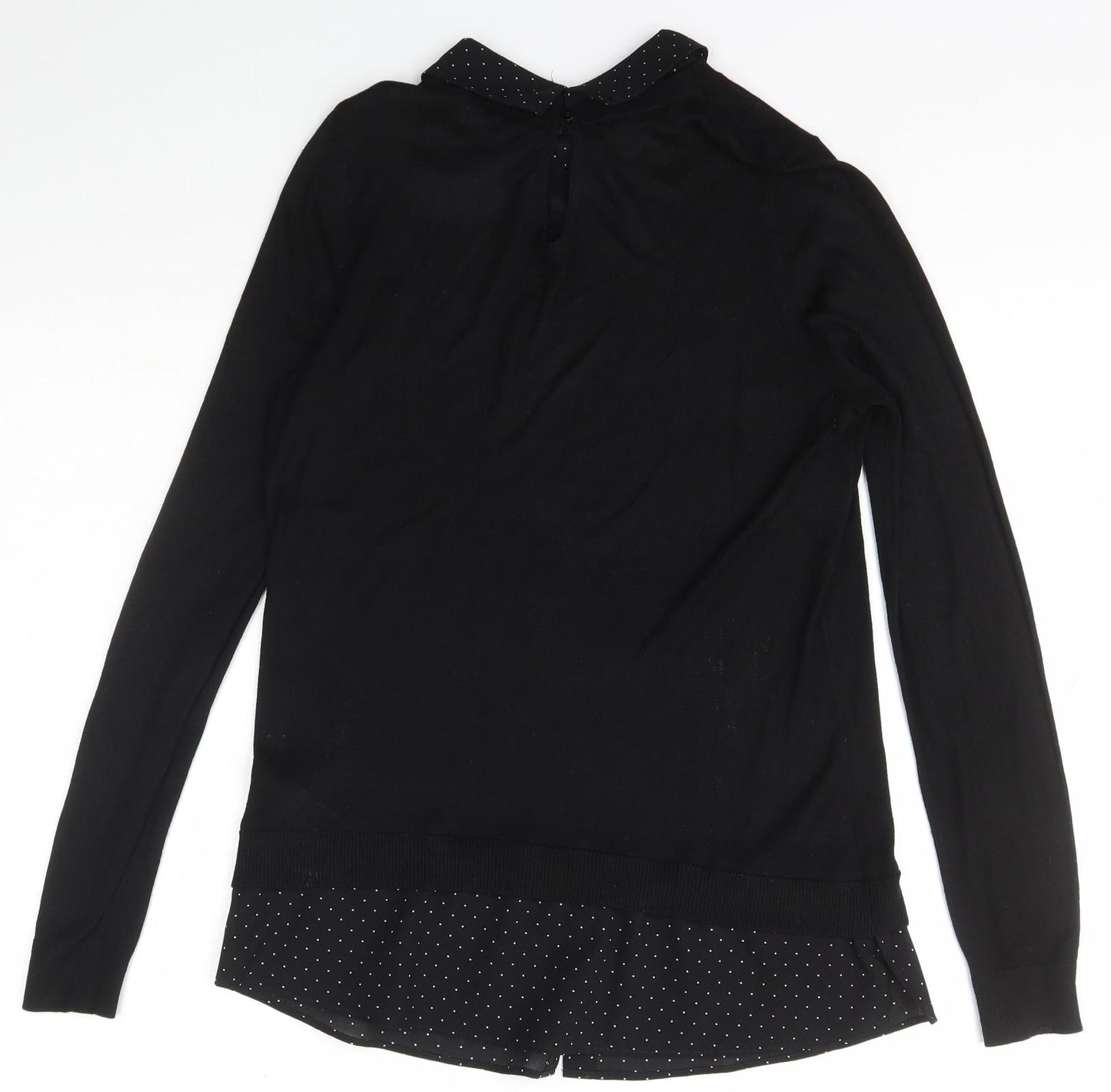 NEXT Womens Black Collared  Viscose Pullover Jumper Size 12