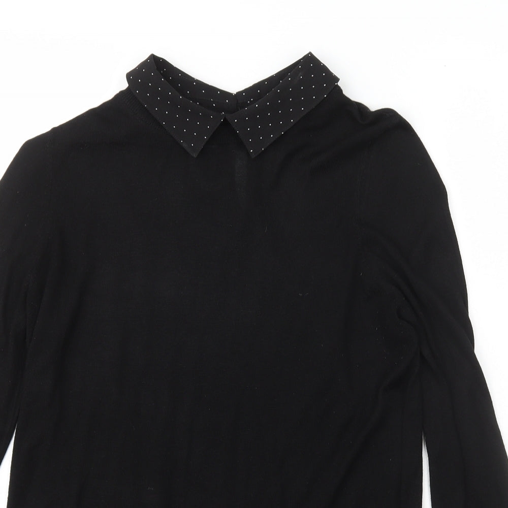 NEXT Womens Black Collared  Viscose Pullover Jumper Size 12