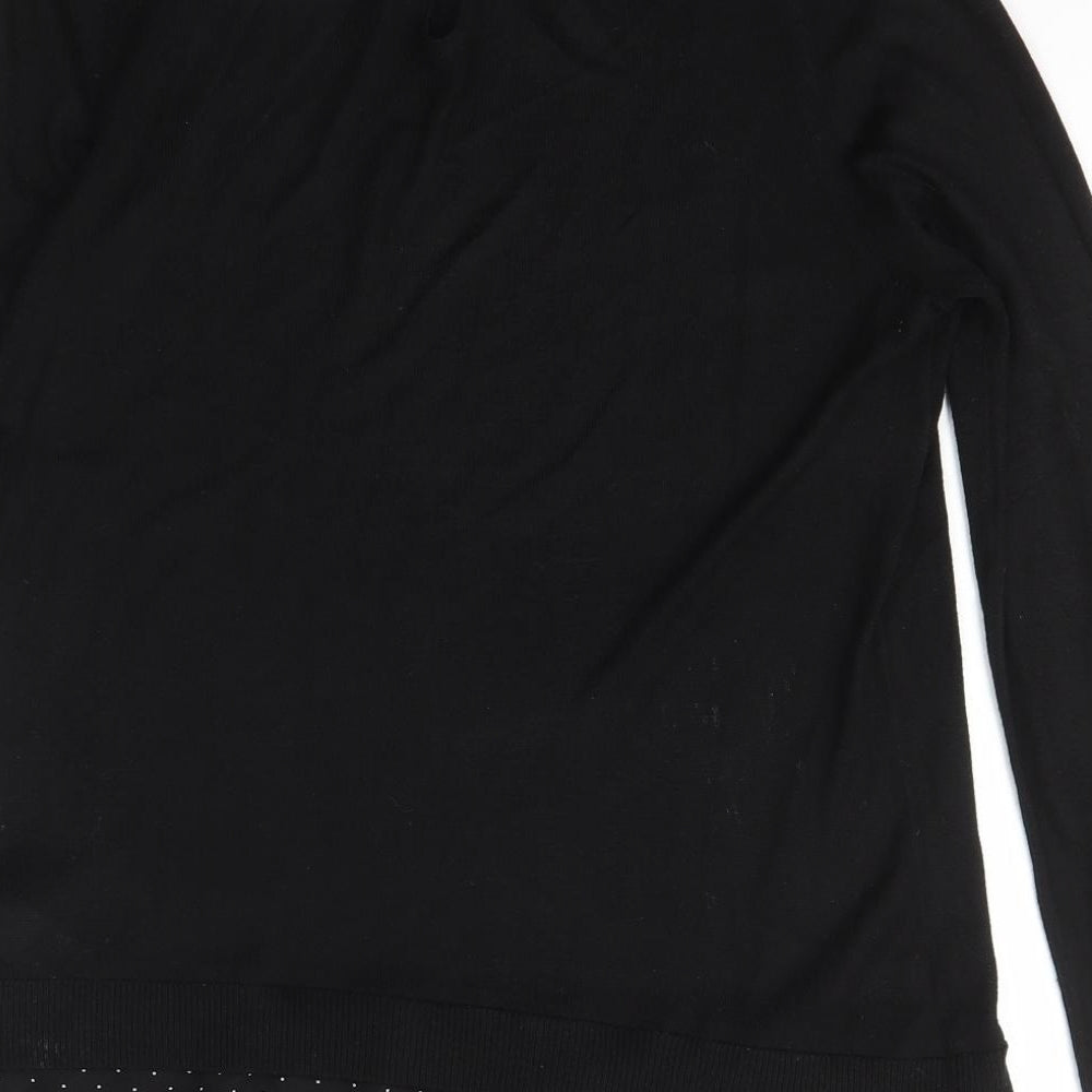 NEXT Womens Black Collared  Viscose Pullover Jumper Size 12