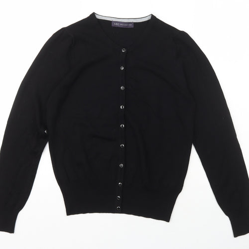 Marks and Spencer Womens Black Scoop Neck  Viscose Cardigan Jumper Size 12