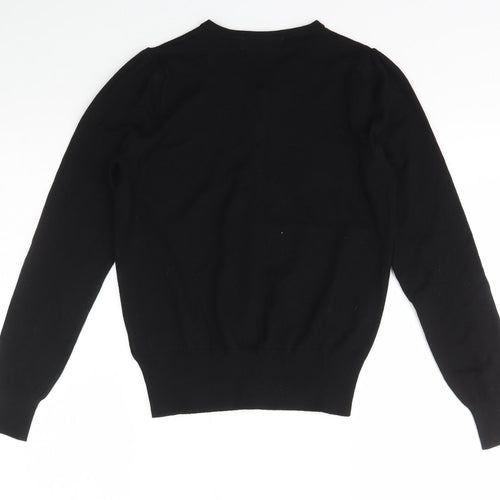 Marks and Spencer Womens Black Scoop Neck  Viscose Cardigan Jumper Size 12