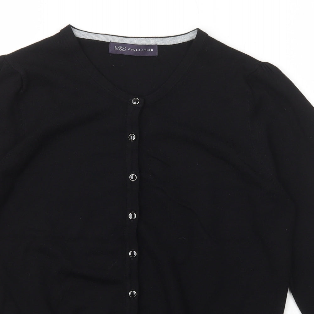 Marks and Spencer Womens Black Scoop Neck  Viscose Cardigan Jumper Size 12