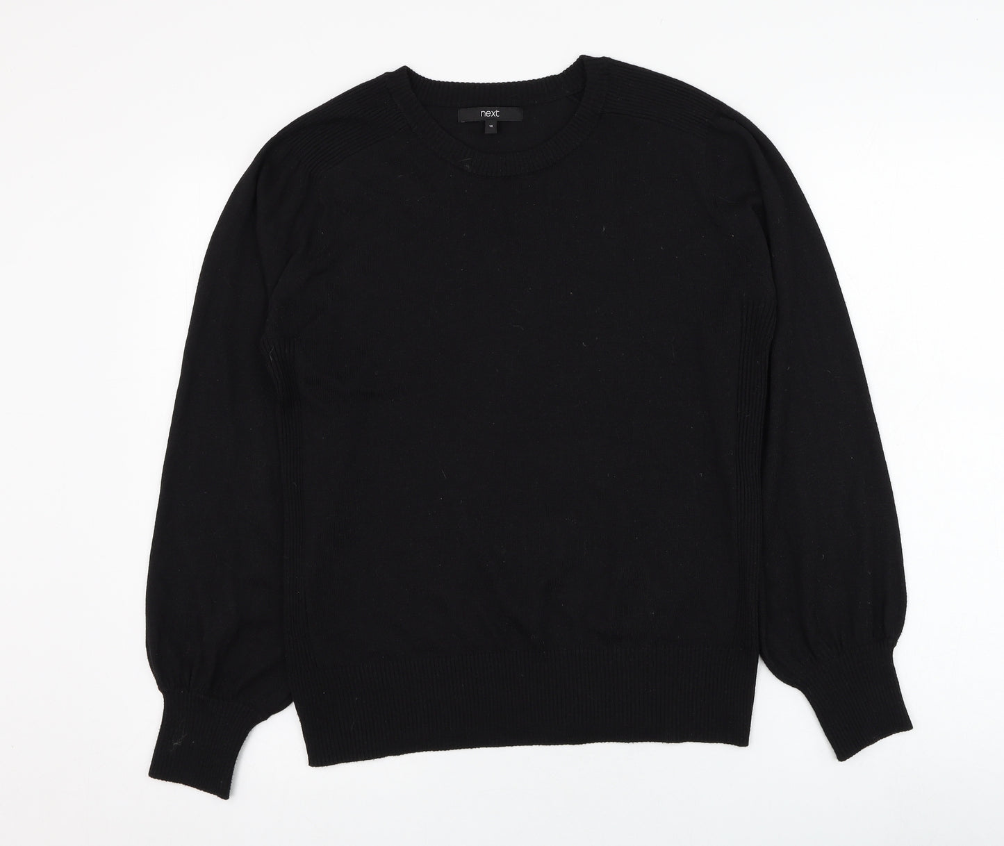 NEXT Womens Black Round Neck  Polyester Pullover Jumper Size 14