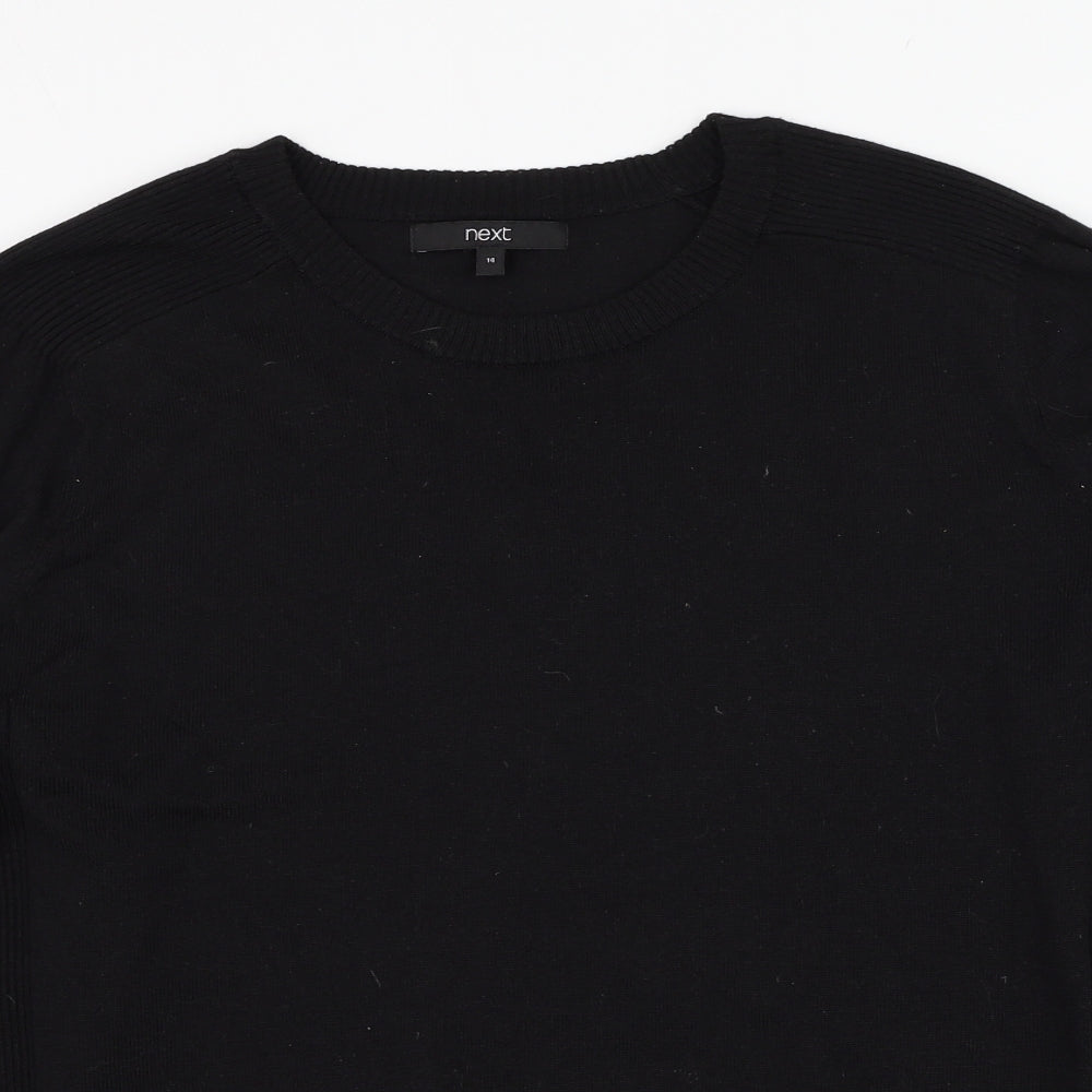 NEXT Womens Black Round Neck  Polyester Pullover Jumper Size 14