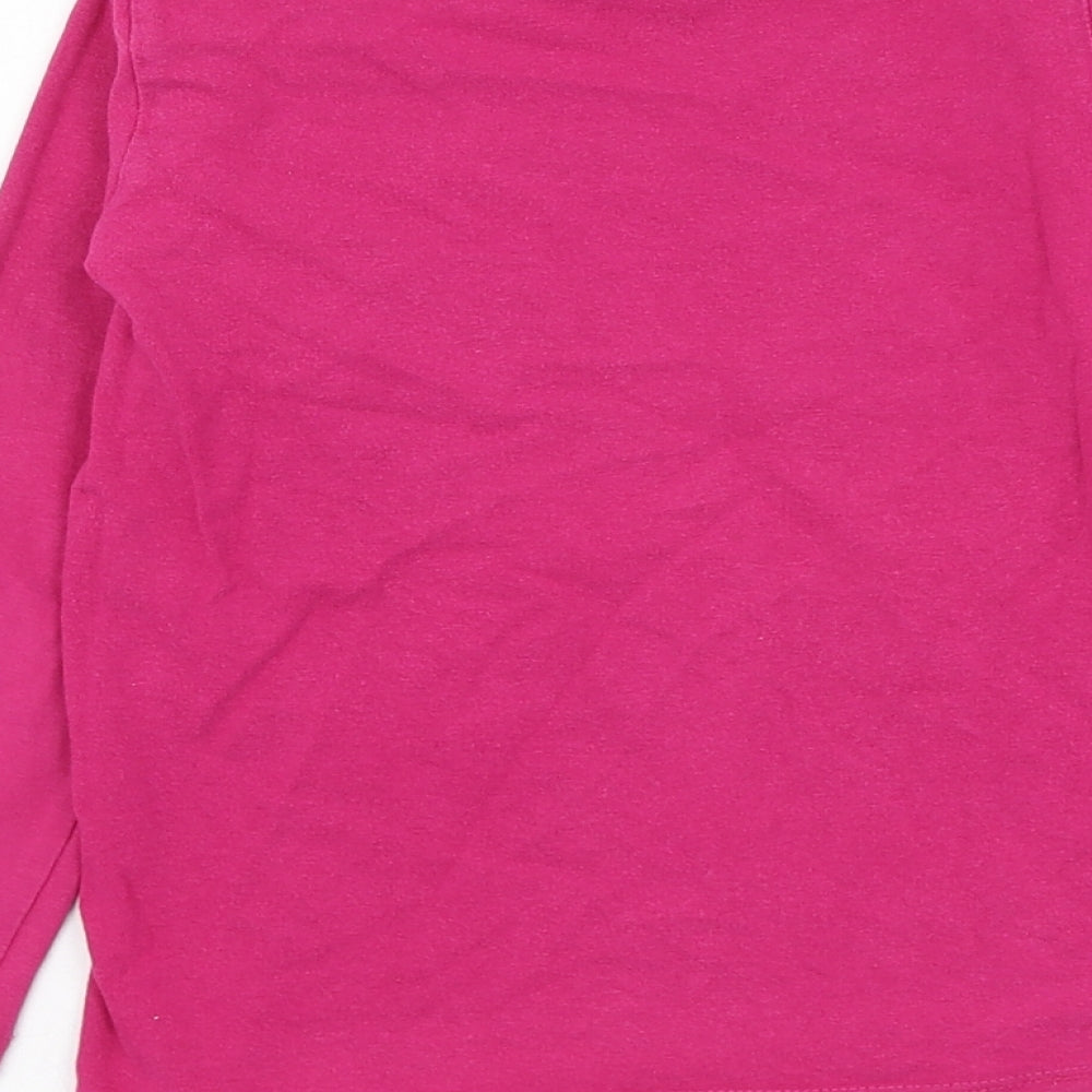 Preworn Girls Pink  Polyester Basic T-Shirt Size 5-6 Years Round Neck Pullover - Owl
