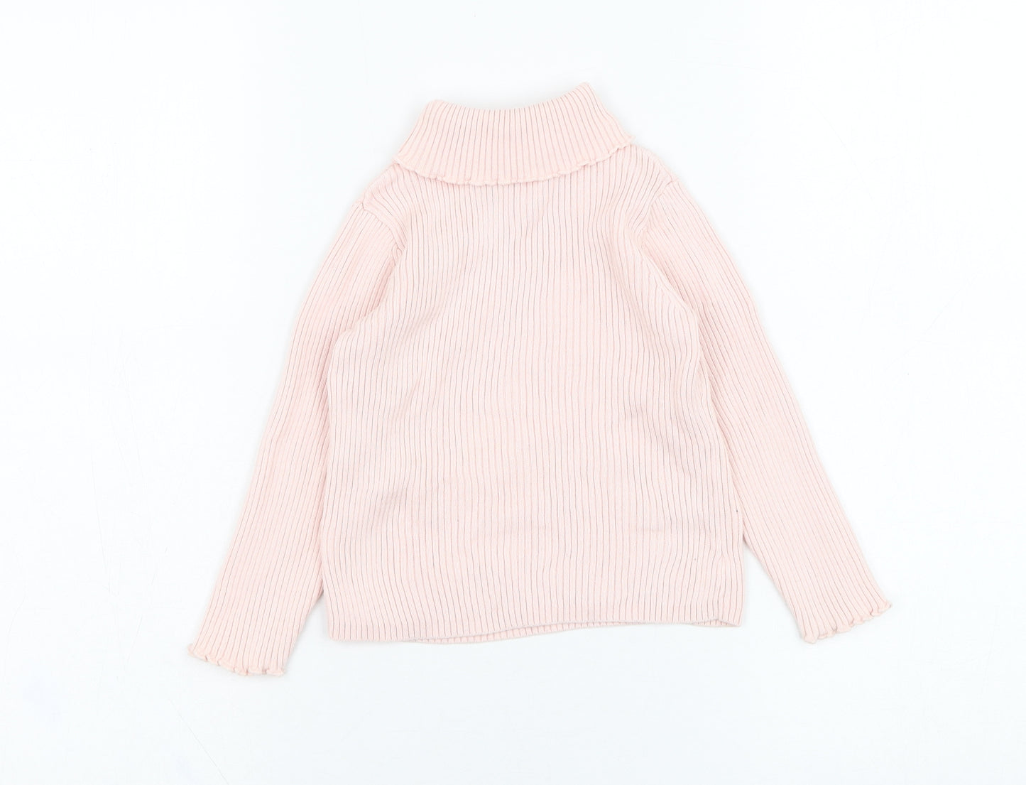 George Girls Pink Roll Neck  Cotton  Jumper Size 2-3 Years  Pullover
