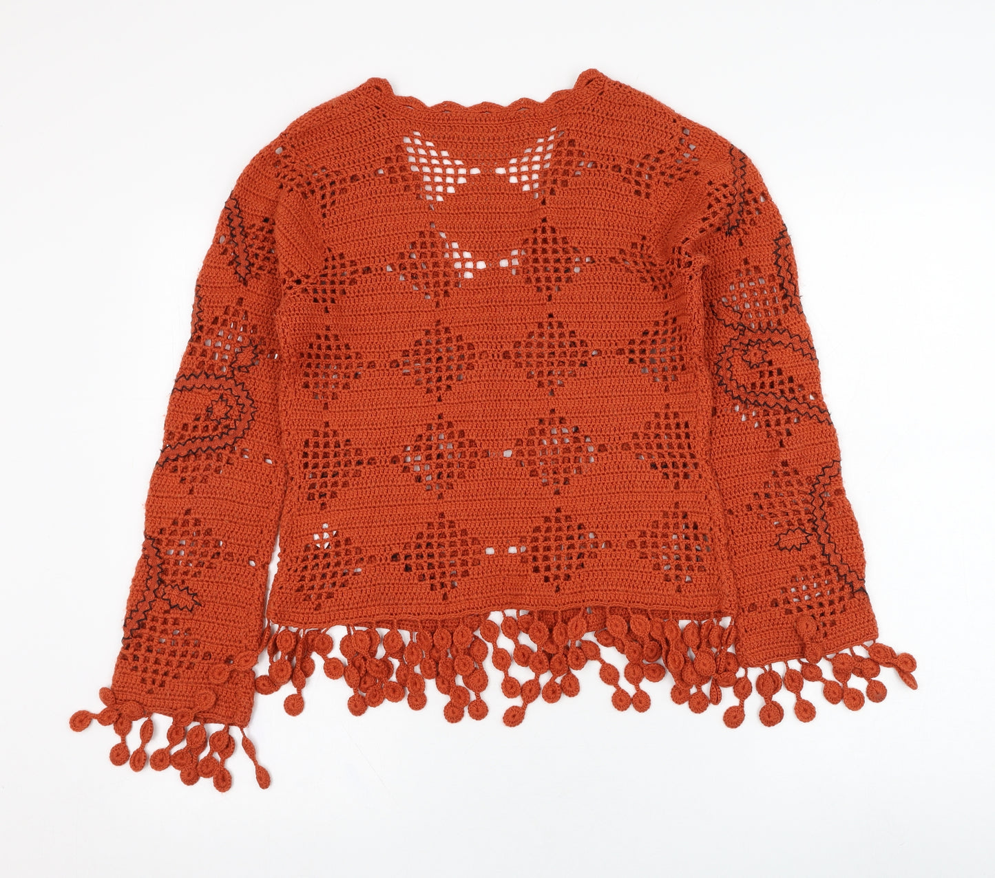 Principles Womens Orange V-Neck  Acrylic Cardigan Jumper Size M