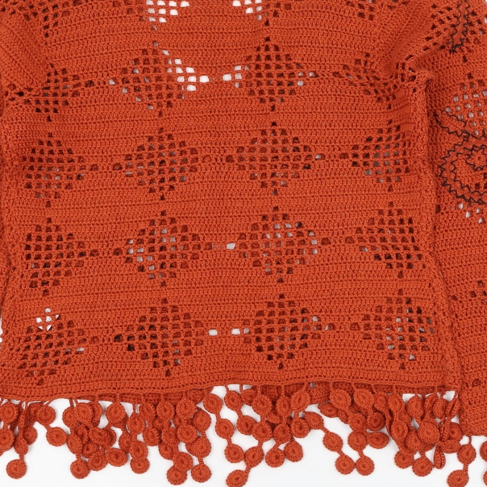 Principles Womens Orange V-Neck  Acrylic Cardigan Jumper Size M