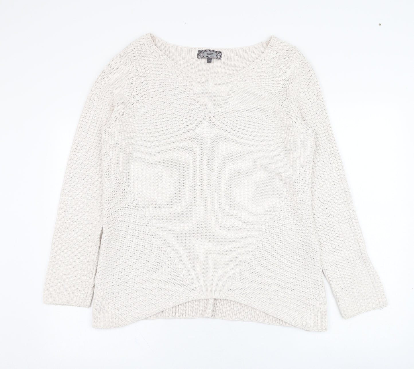 NEXT Womens Ivory Round Neck  Cotton Pullover Jumper Size 12