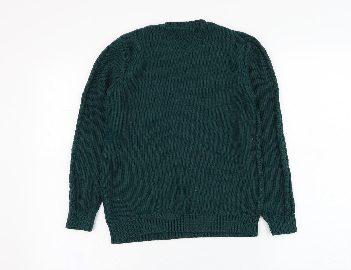 TU Boys Green Round Neck  Cotton Pullover Jumper Size 10 Years  Pullover