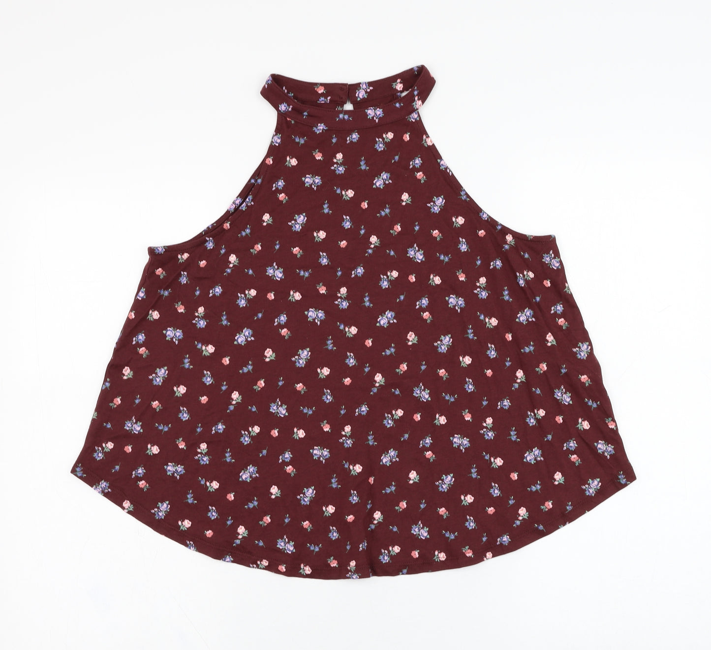 New Look Womens Red Floral Cotton Basic Tank Size 12 Halter