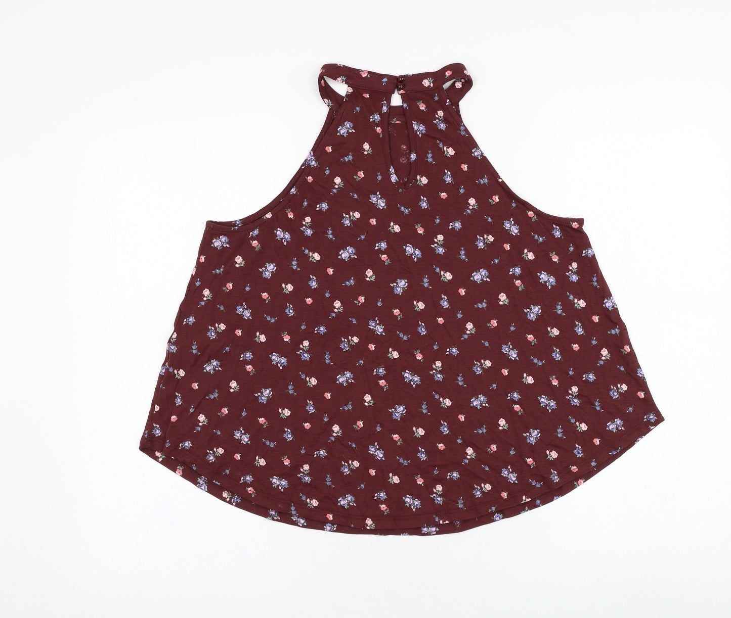 New Look Womens Red Floral Cotton Basic Tank Size 12 Halter