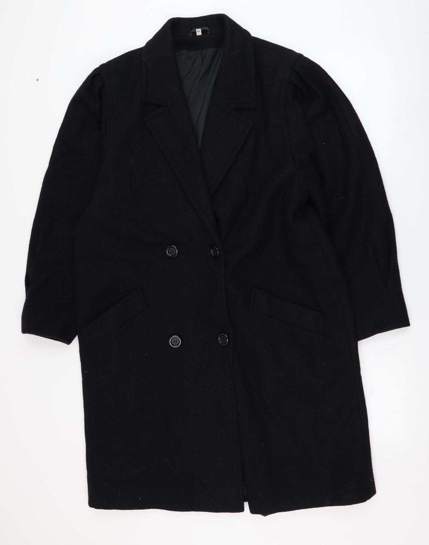 Preworn Womens Black   Overcoat Coat Size 14  Button