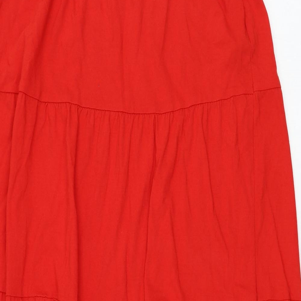 Julipa Womens Red  Cotton Flare Skirt Size 14