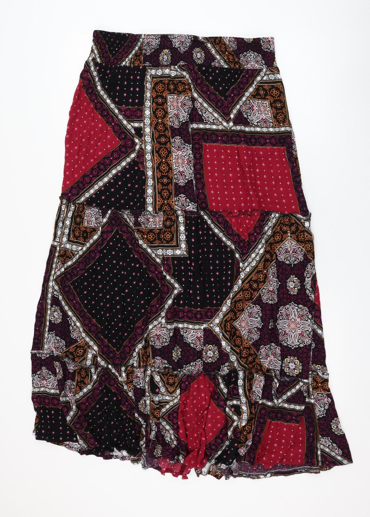 Capsule Womens Red Geometric Viscose Flare Skirt Size 16