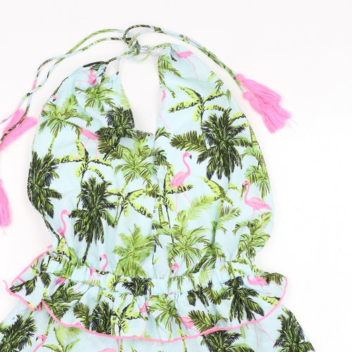 Primark Womens Black Floral Polyester Playsuit One-Piece Size S L3 in Tie - Flamingo