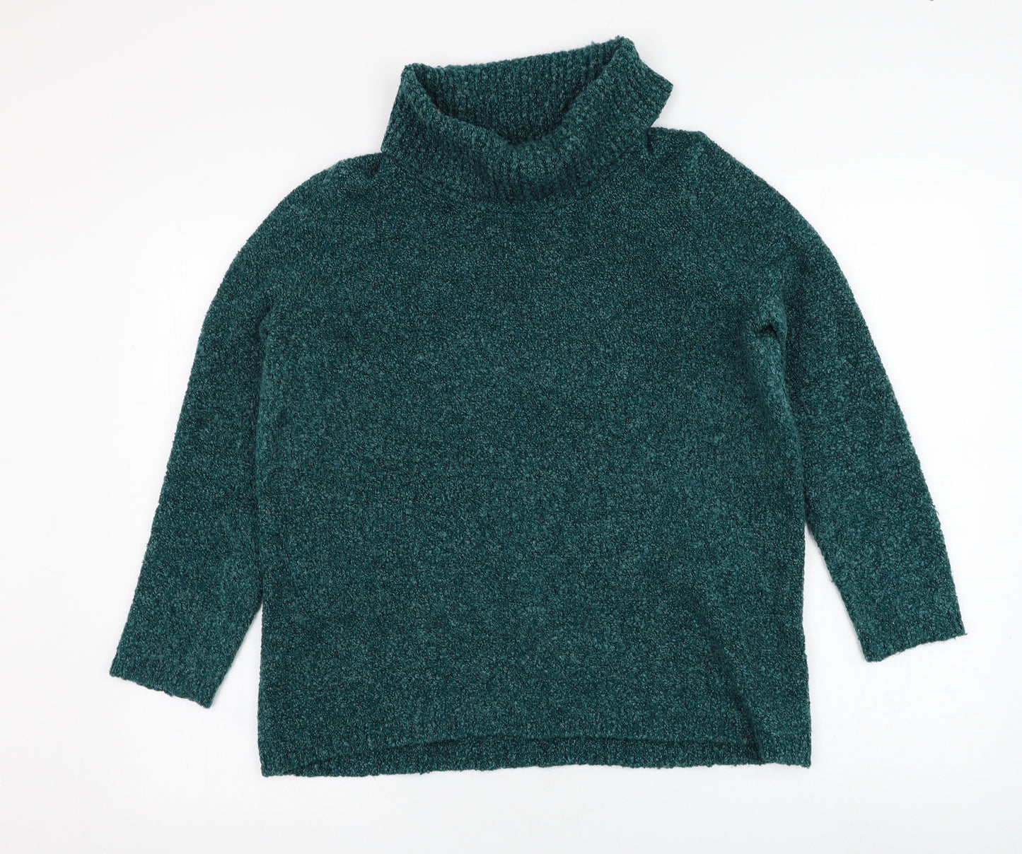 Marks and Spencer Womens Green Roll Neck Acrylic Pullover Jumper Size 18