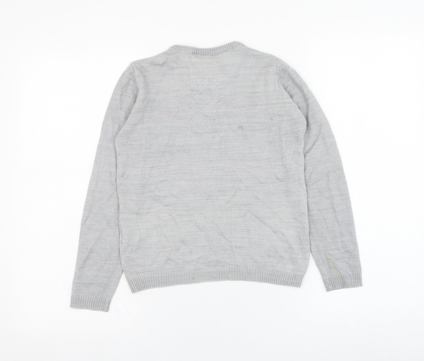 Pepperts Boys Grey Round Neck  Acrylic Pullover Jumper Size 6-7 Years  Pullover - Christmas