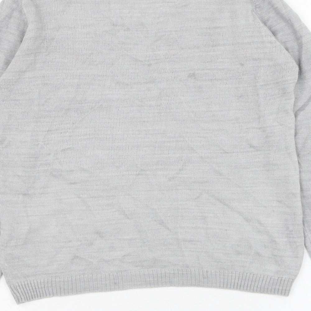 Pepperts Boys Grey Round Neck  Acrylic Pullover Jumper Size 6-7 Years  Pullover - Christmas