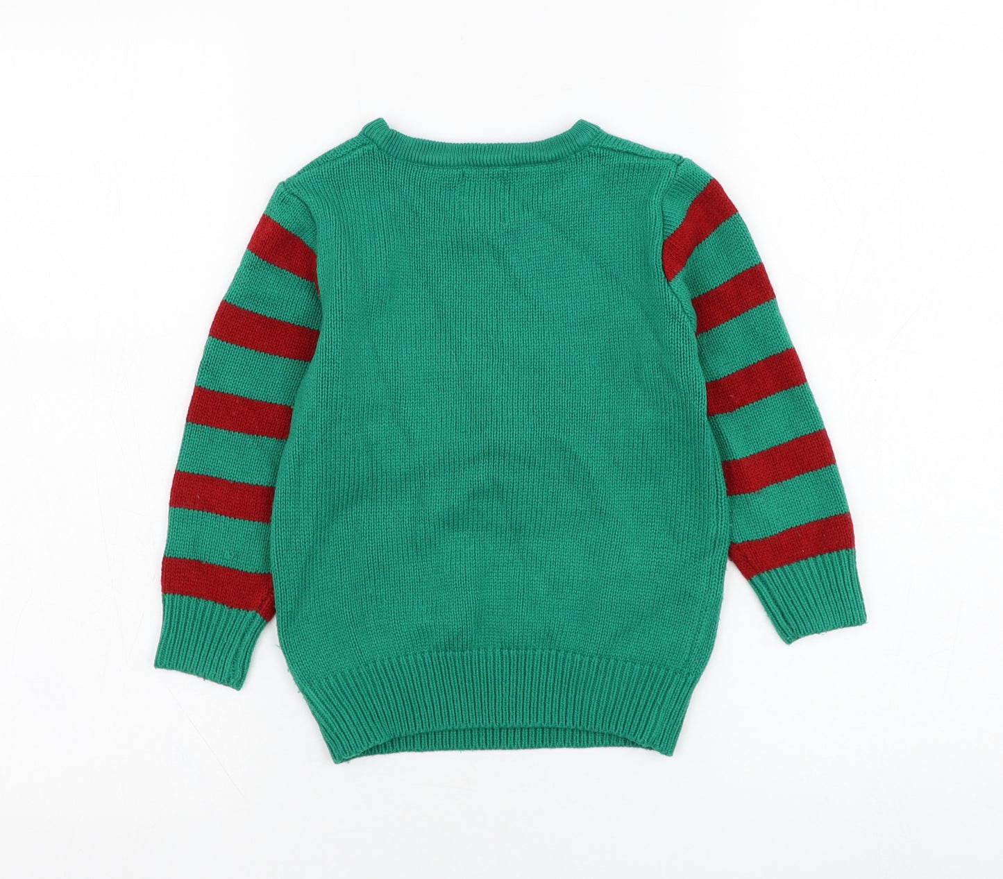 George Boys Green Round Neck  Acrylic Pullover Jumper Size 3-4 Years  Pullover - Christmas