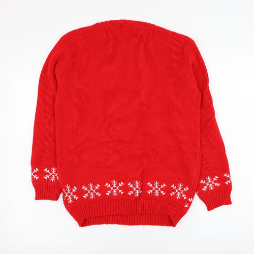 In the Style Womens Red Round Neck  Acrylic Pullover Jumper Size XS   - Christmas