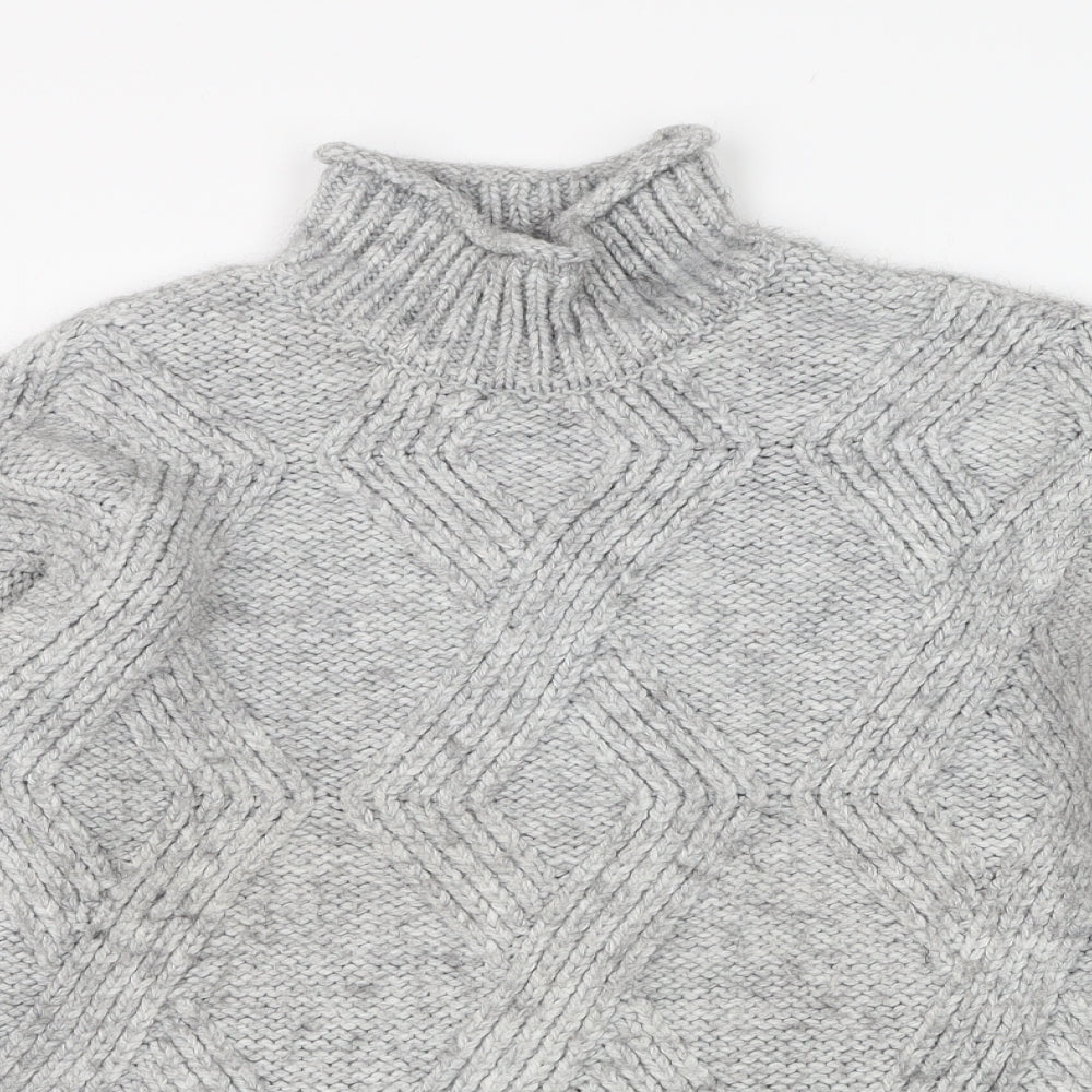 Marks and Spencer Womens Grey High Neck  Acrylic Pullover Jumper Size S