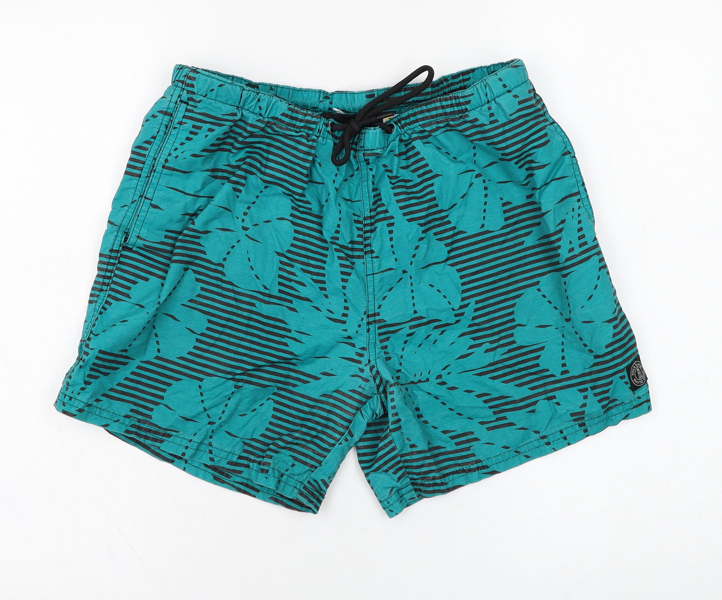 River Island Mens Green Floral Cotton Sweat Shorts Size S  Regular  - Swimwear