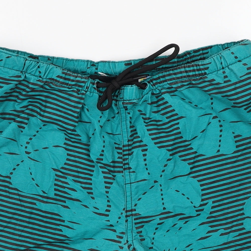 River Island Mens Green Floral Cotton Sweat Shorts Size S  Regular  - Swimwear