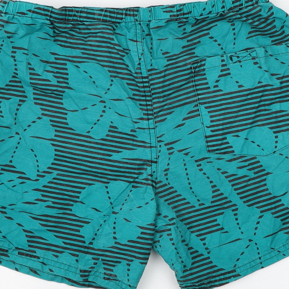 River Island Mens Green Floral Cotton Sweat Shorts Size S  Regular  - Swimwear