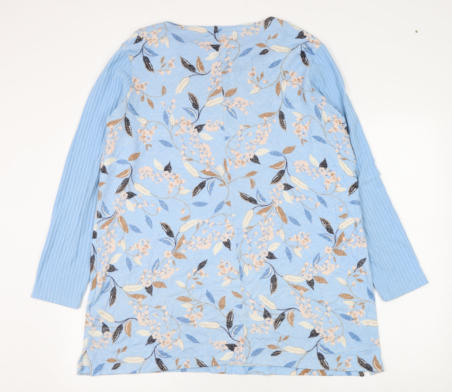 Marks and Spencer Womens Blue Round Neck Floral Viscose Pullover Jumper Size 20