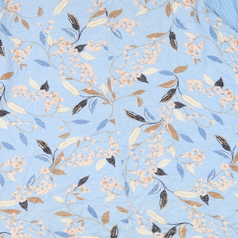 Marks and Spencer Womens Blue Round Neck Floral Viscose Pullover Jumper Size 20