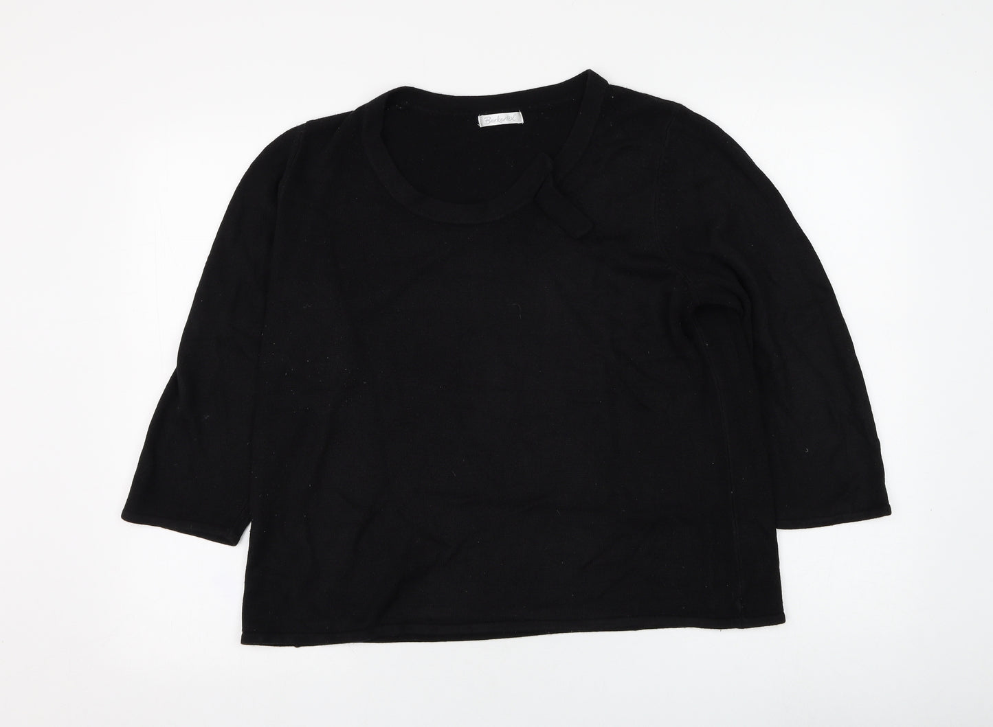 Berkertex Womens Black Round Neck  Acrylic Pullover Jumper Size 20
