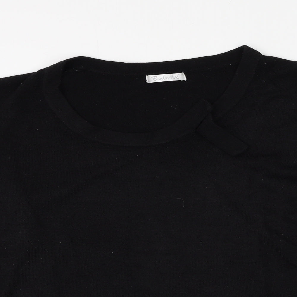 Berkertex Womens Black Round Neck  Acrylic Pullover Jumper Size 20
