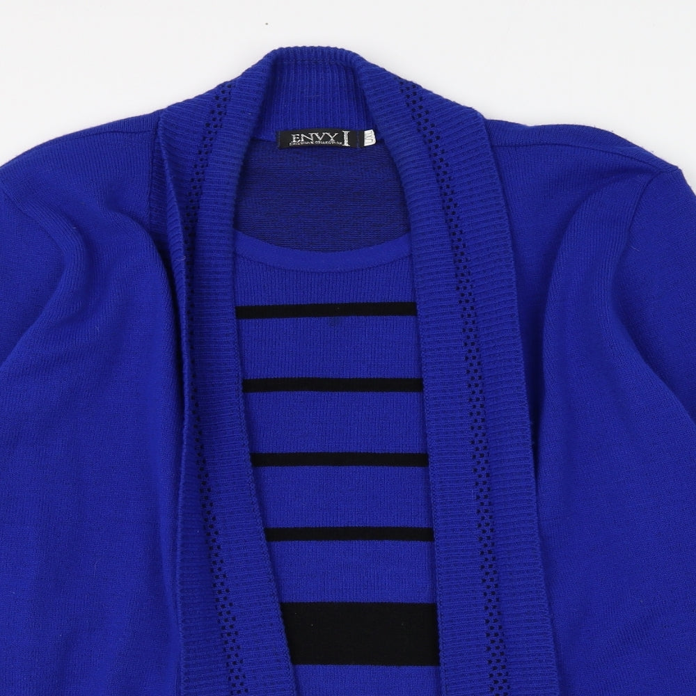 Envy Womens Blue Round Neck  Acrylic Pullover Jumper Size L