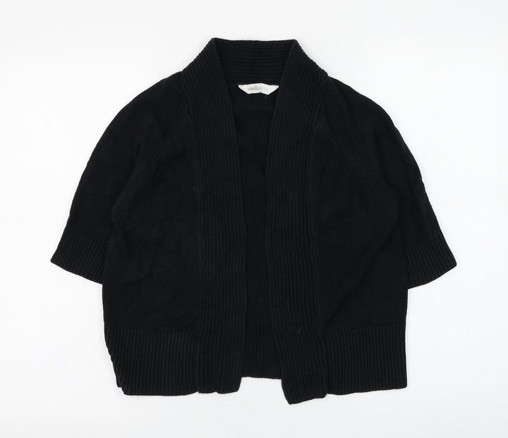 BHS Womens Black Square Neck Cotton Cardigan Jumper Size 12