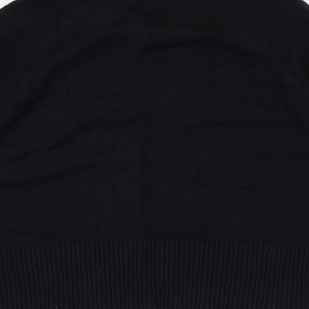 BHS Womens Black Square Neck  Cotton Cardigan Jumper Size 12