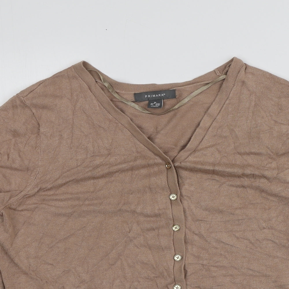 Primark Womens Beige V-Neck  Viscose Cardigan Jumper Size XL
