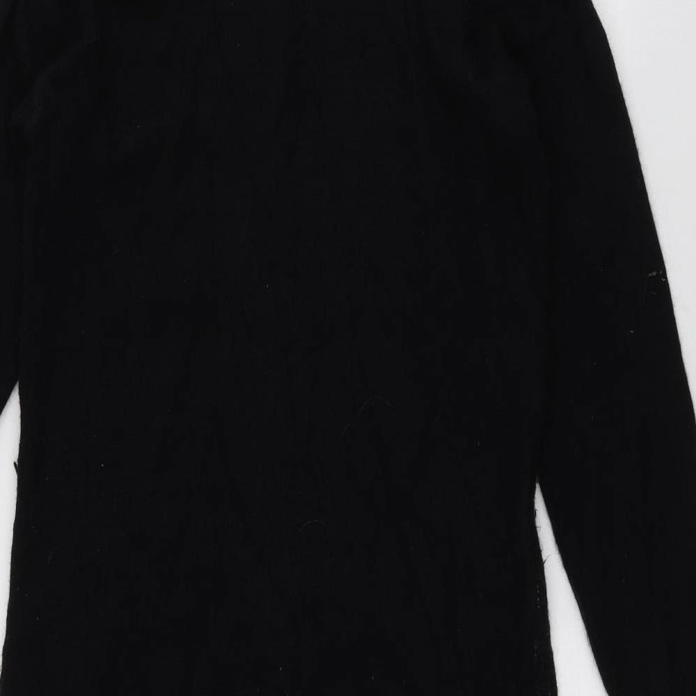 M&S Womens Black Roll Neck Geometric Acrylic Pullover Jumper Size 10