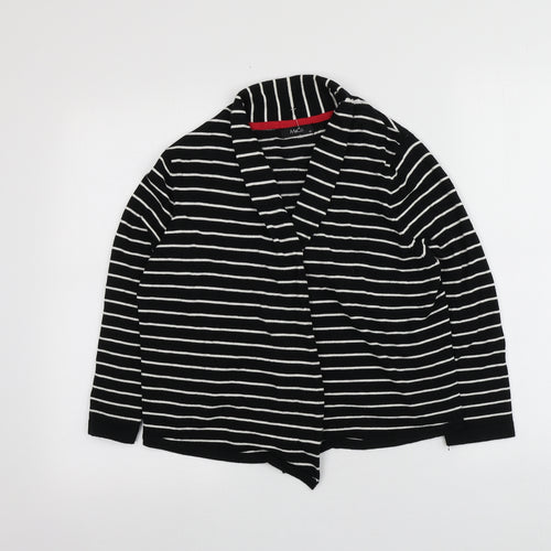 M&Co Womens Black V-Neck Striped Viscose Cardigan Jumper Size 12