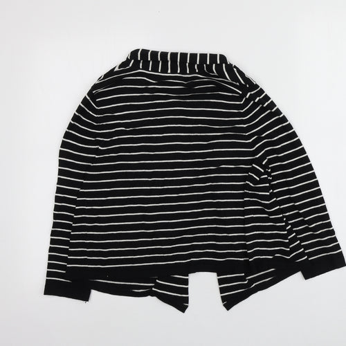 M&Co Womens Black V-Neck Striped Viscose Cardigan Jumper Size 12